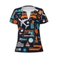 thumbnail image 3 of Naloa Creative Transport Print T-Shirts Short Sleeve V Neck Tees for Women Fashion Tops Trendy Lightweight Soft Casual Summer Outfits Clothes, 3 of 5