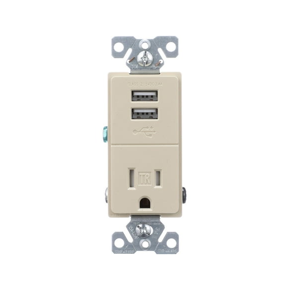 EATON TR7741V-BOX USB Charger with Single Tamper Resistant Receptacle, Ivory