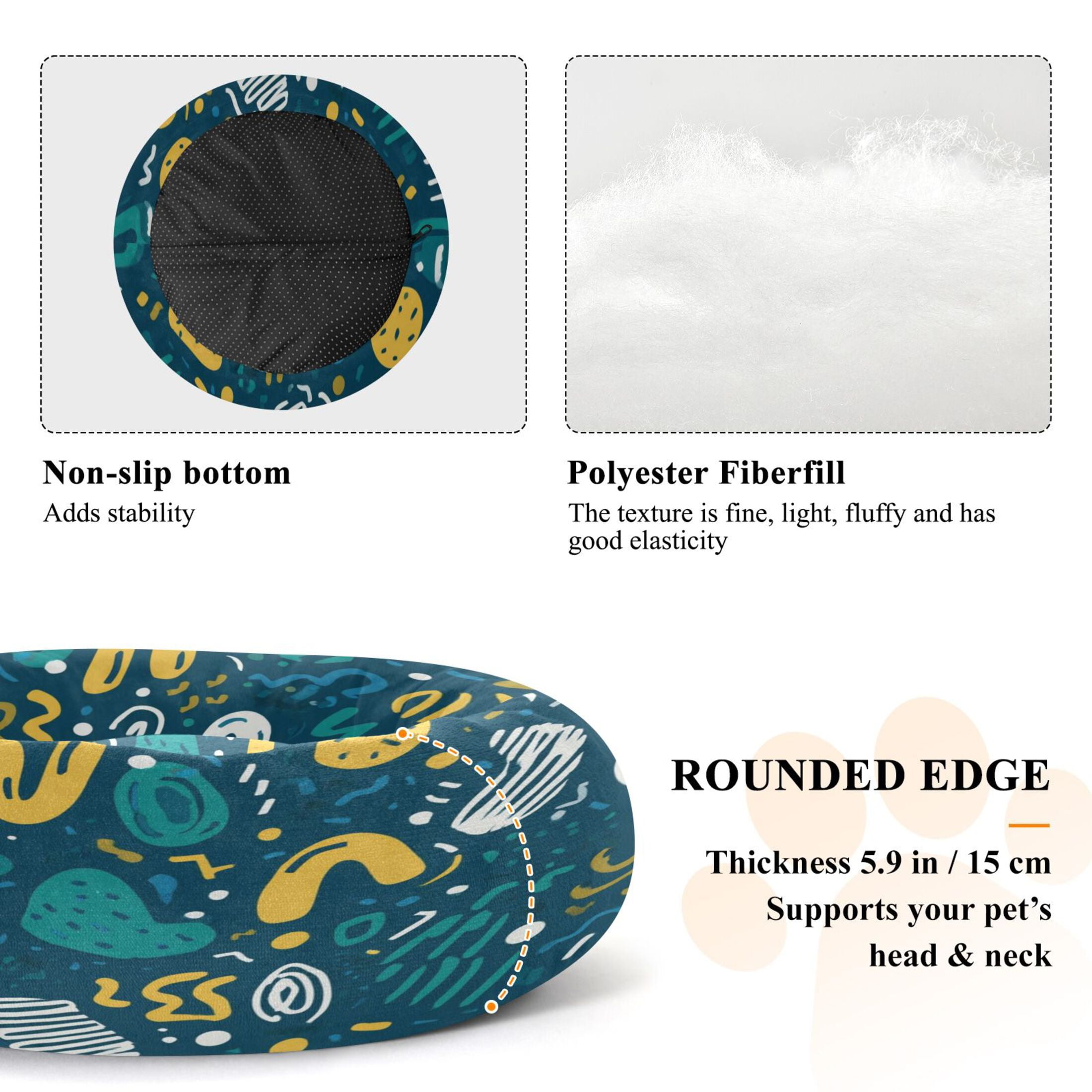 Iauyy Pet Couch Donut Cat Bed for Indoor Cats/Small Dogs Washable & Machine with Non-slip Bottom Calming Cat Furniture, Teal Mustard Yellow (M)
