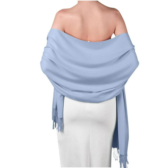 UTSJKR Solid Shawl Wraps for Women Large Winter Scarf Soft Shawls and Evening Dresses Wedding Travel Outfits Sky Blue