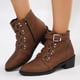 thumbnail image 2 of NECHOLOGY Botas Mujer Adulto Femenino Zapatos Botines de mujer Botas de tacón grueso con cremallera decorativa y hebilla de cinturón de cuero sólido Retro a la moda para mujer (Coffee, 9), 2 of 7