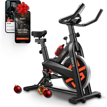 SQUATZ Cardio Bike Stationary Exerciser - Indoor Magnetic Spin Bike with Training Console, 4-Way Adjustable Seat and Handlebar, 8 Resistance Levels, Gym Bike for Home Workouts