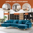 thumbnail image 6 of Rophefx 114" Sectional Sofa for Living Room, Modern Velvet U Shaped Sofa with Chaise and Ottoman, 4 Seater Sofa Couch Set,Blue, 6 of 10
