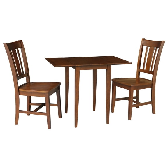 Small Dual Drop Leaf Table with 2 San Remo Chairs in Espresso - 3 Piece Set
