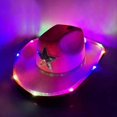 thumbnail image 5 of Bride Cowboy Hats Light up Panama Hat for Disco House Cocktail Parties Vacation Sparkly Light up for Comedian rose red, 5 of 5