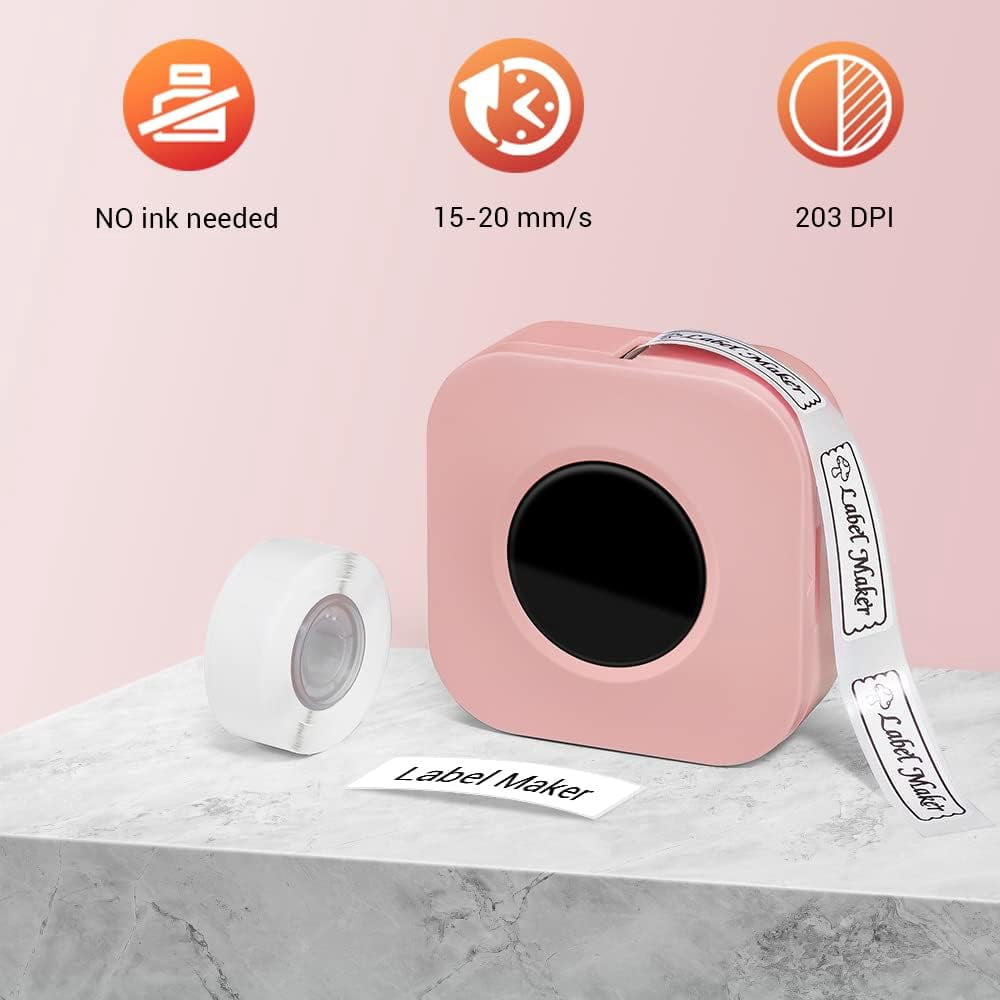 Phomemo Q30S Simplify Labeling with the Bluetooth Mini Label Maker Machine - Perfect for Office, Home, and Organizing - Includes 1 Rolls of Label Tape - Multiple Templates and Easy-to-Use (Pink)