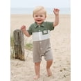 thumbnail image 4 of Cenuakty Baby Boy Summer Romper Fashionable Contrast Color Striped Short Sleeve Turn Down Collar Jumpsuit, 4 of 9