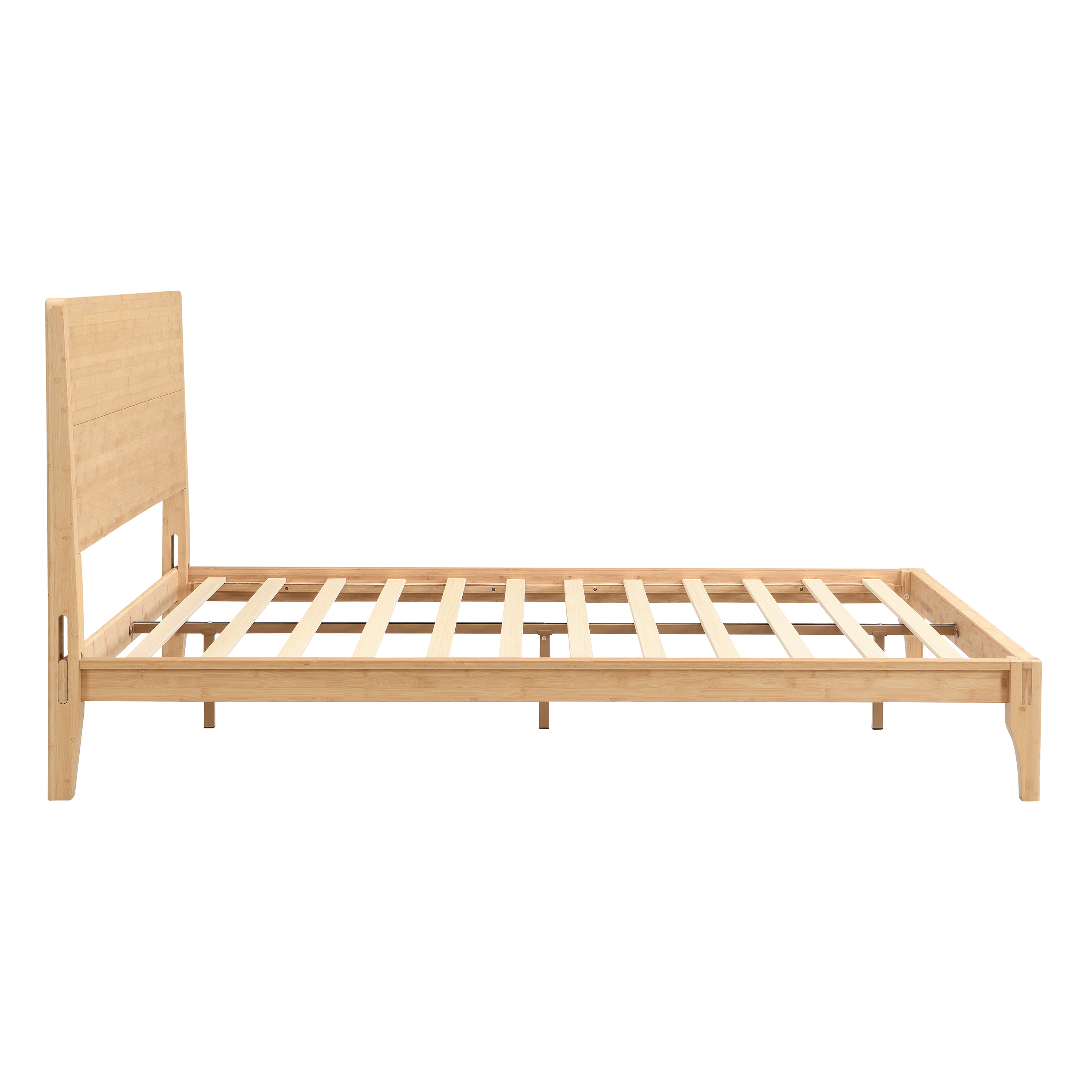 Noble House Mid-Century Full Bamboo Platform Bed,12" Wood Slat Metal Support No Box Spring Needed,Natural