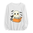 thumbnail image 2 of Cmfcve Women's Ghost Sweatshirt Crew Neck Long Sleeve Halloween Shirts Cute Graphic Spooky Season Undershirts, 2 of 7