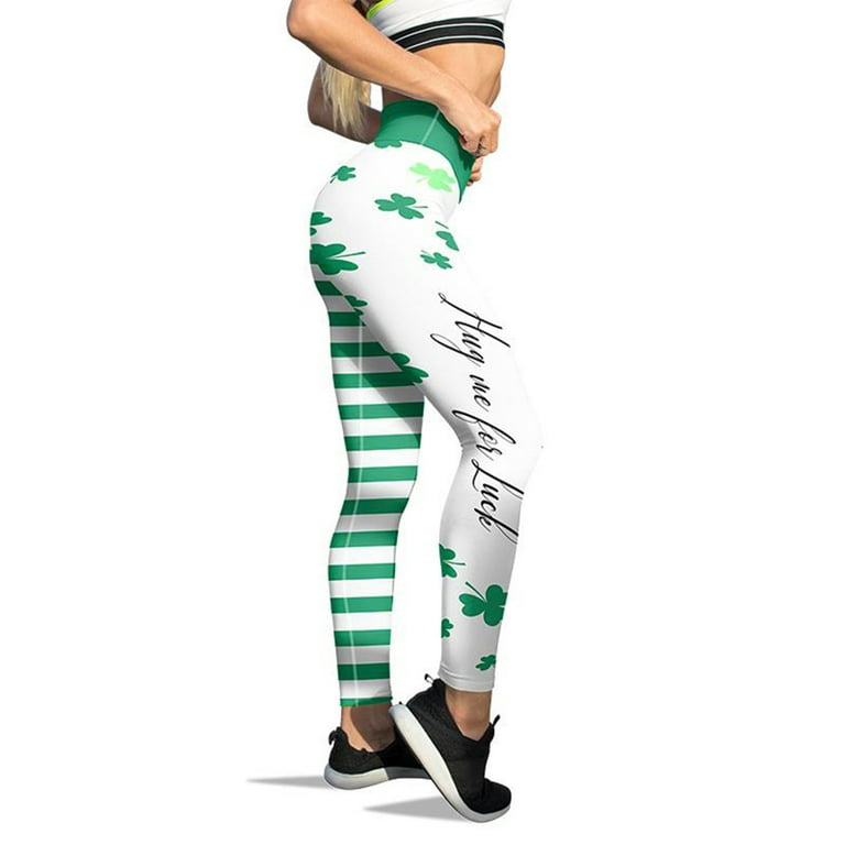 Women St. Patrick's Day Leggings Shamrock Printed Green Tights Lucky Clover  Leaves Pants S at  Women's Clothing store
