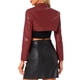 thumbnail image 3 of CHAQUETA CORTA DE CUERO SINTÉTICO CON CUELLO ALTO Y CREMALLERA PARA MUJERES INSPIRE CHIC, TALLA XS, ROJO OSCURO, 3 of 6