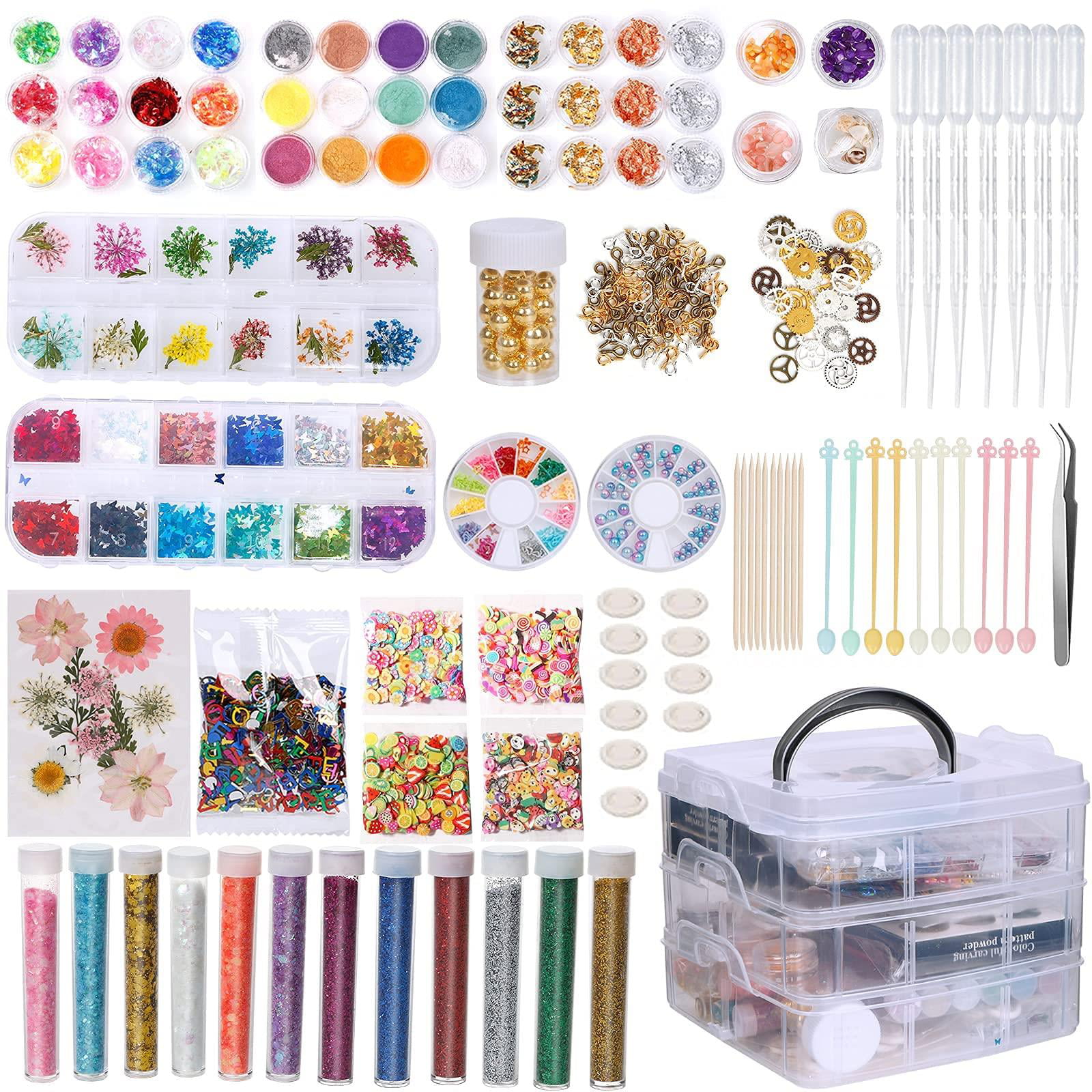 219Pcs Resin Kit for Beginners, Thrilez Resin Mold Kit with Resin Molds  Silicone and Epoxy Resin Supplies Include Dried Flowers, Foil Flakes,  Necklace
