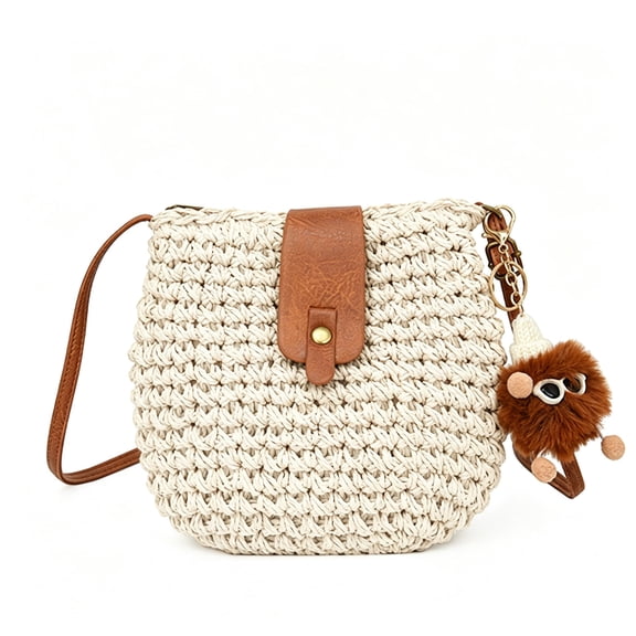 Straw Crossbody Bag,Handmade Casual Beach Purse,Cute Womens Small Handbag,Ladies' Handmade Hobo Tote