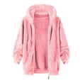 thumbnail image 5 of GrmtClth Mens Fuzzy Sherpa Jacket Fashion Fleece Zip Up Hoodie Loose Fit Thermal Warm Hooded Jacket Coats Long Sleeve Outwear 2025 Fall Winter Pink XXL, 5 of 5