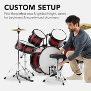 Best Choice Products 5-Piece Beginner Drum Set w/ Snare, Bass, Toms, Cymbal, Hi-Hat, Sticks Drum Pedal - Cherry Sunburst