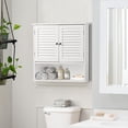 thumbnail image 4 of Giantex Wall Mounted Bathroom Cabinet with Double Shutter Doors and Open Shelf, White, 4 of 8
