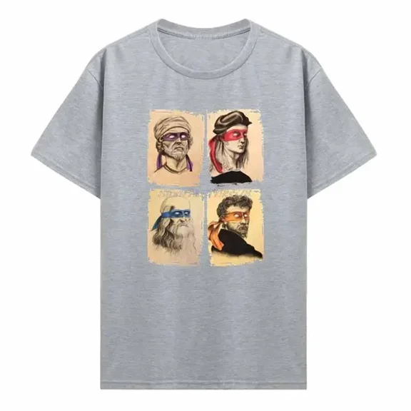 Science Turtles T-Shirt Men Mutant Ninja Short Sleeve Humor Tee Shirt O-Neck Funny Tops Printed Graphic T Shirt Cosplay Tees