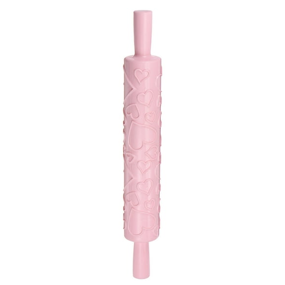 Pattern Embossed Rolling Pin PP 37cm x 5cm Heart, Pink