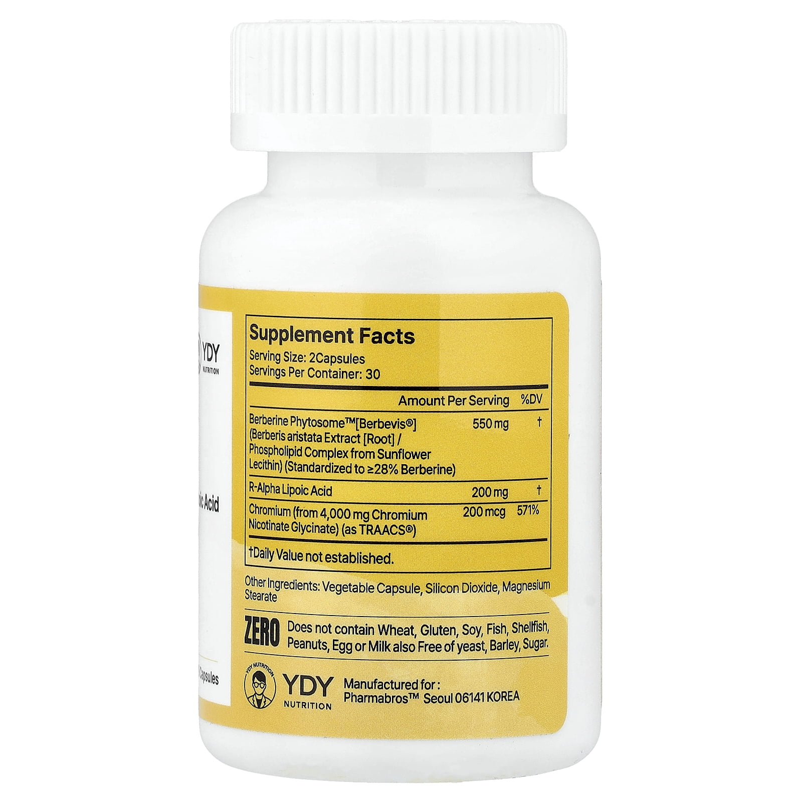YDY Berberine Phytosome, 60 Capsules