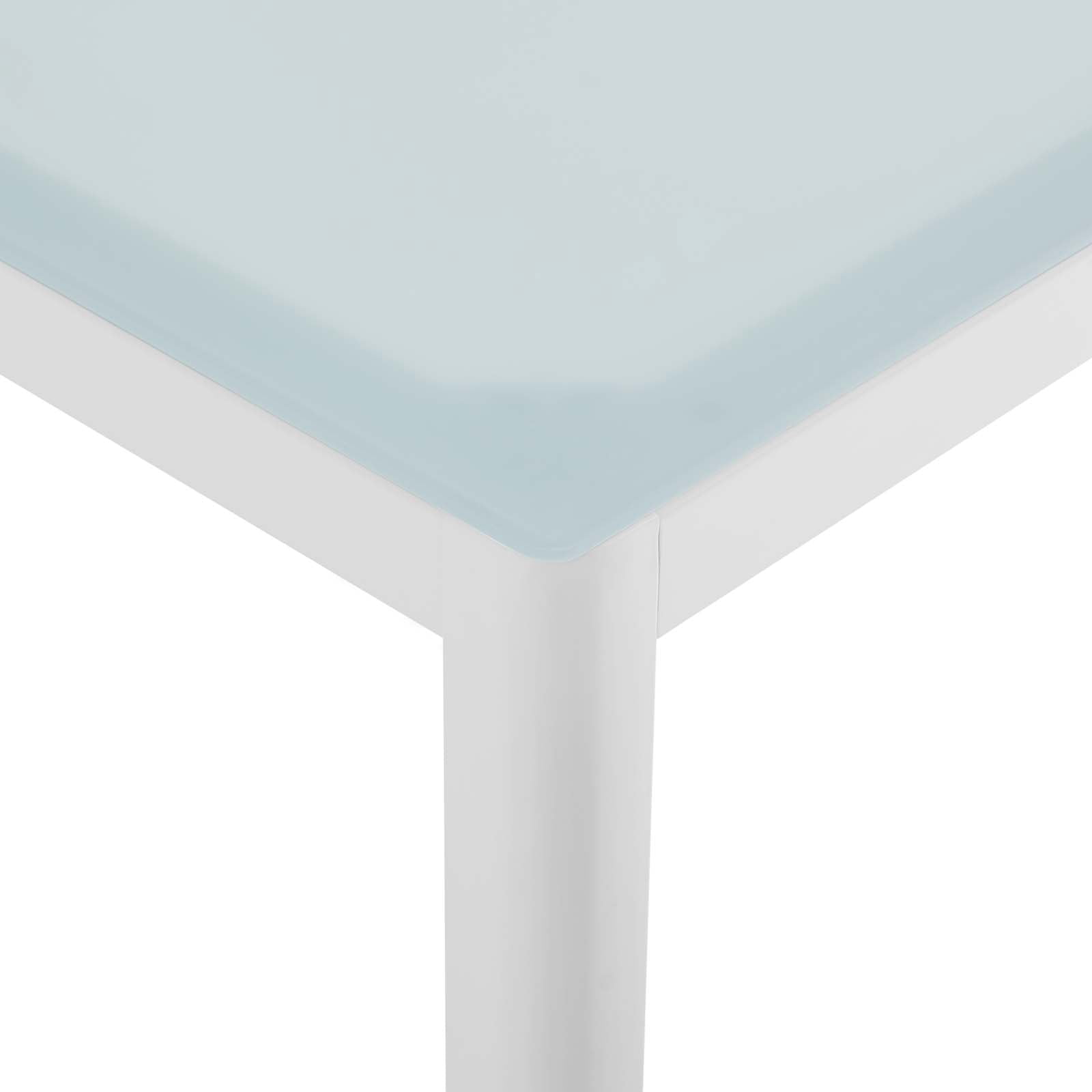 Modway Raleigh 59" Outdoor Patio Aluminum and Glass Dining Table in White