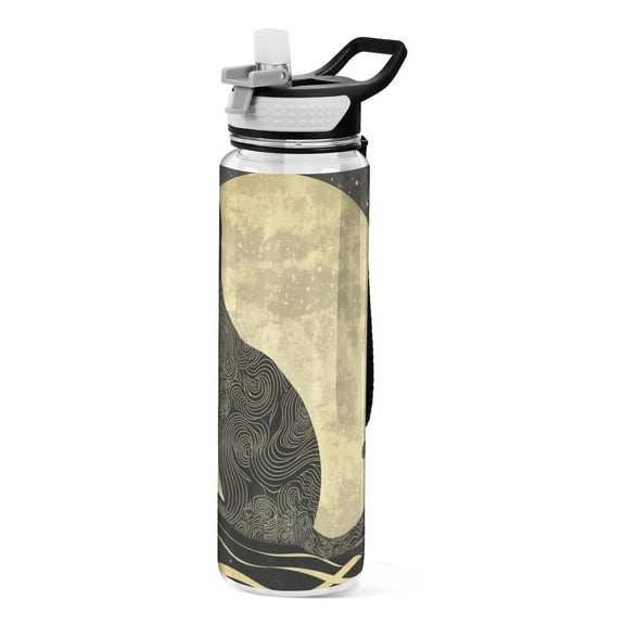 BZSMCE Sport Bottle Black Cat on Full Moon Outdoor sports Water Bottle Size: 10.4x3in