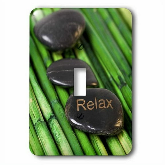 3dRose, Zen Style Still Life With Engraves Pebble And Word Relax, single toggle switch