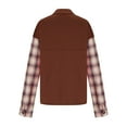 thumbnail image 5 of Usmixi Winter Womens Shacket Coat Womens Shirts Jacket Classic Plaid Patchwork Button Down Lapel Coats Fall Long Sleeve Loose Comfy Flannel Outwear with Pocket 2023 Shacket Coat Flash Deals, 5 of 5