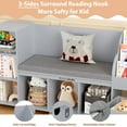 thumbnail image 5 of Homfa Kids Bookshelf with Reading Nook, 6 Shelf Bookcase with 1 Wood Toy Bin with 3 Tier Book Rack for Children Kidsroom, Gray, 5 of 7