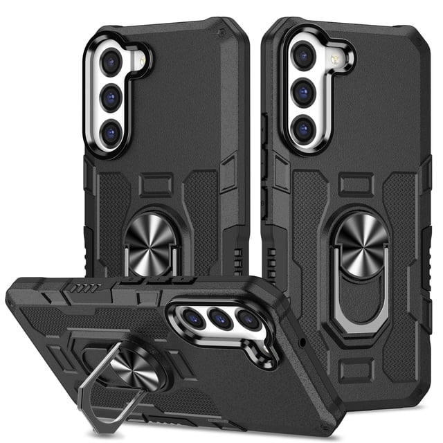 Allytech pour Samsung Galaxy S21+/S21 Plus Étui de Téléphone avec Support Anneau, Protection Anti-Empreintes Digitales Antidérapante Anti-Chute Robuste Protection des Coins Support Rotatif pour Samsung S21 Plus 5G, Noir