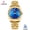 All gold with blue surface, variant on Gold mechanical watch with steel strap for men, fashionable trendy business mechanical watch, men's wristwatch, stylish and trendy business watch