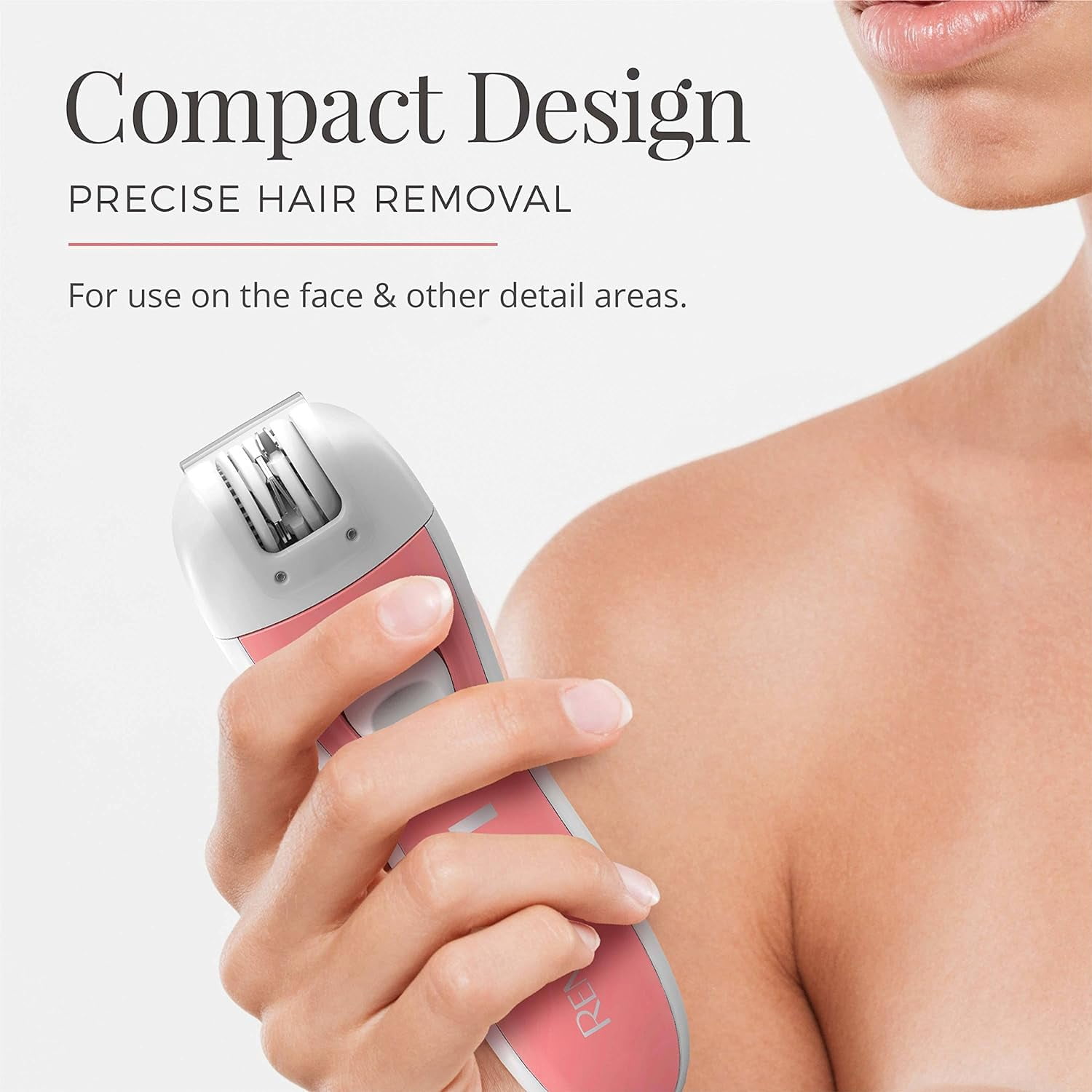 Remington Smooth & Silky Facial Epilator, 6 Automatic Tweezers, Cordless, Battery Powered, Pink