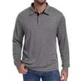 thumbnail image 4 of JWD Mens Long Sleeve Polo Shirt Classic Collared Button Pullover Casual Regular Fit Soft Lightweight Knit Top Dark Gray L, 4 of 8