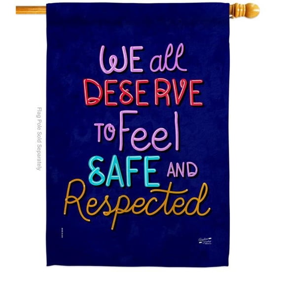 Angeleno Heritage H137532-BO Deserve Respected Support Feminism 28 x 40 in. Double-Sided Decorative Vertical House Flags for Decoration Banner Garden Yard Gift