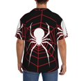 thumbnail image 3 of Balery Spider On The Web Camisa Casual de Manga Corta con Botones para Hombre, Texturizada, Estilo Cubano, para Playa, Verano-Large, 3 of 5