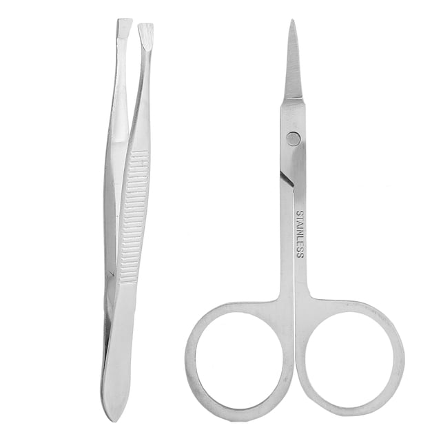 Set de Punta de Pelo de Nariz Tijeras establecidas incluyen Pinzas para el Cabello de la Nariz Curvas y Redonteadas.