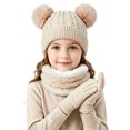 thumbnail image 2 of Sentuca Kids Winter Hat Scarf Gloves Set, Bear Ear Knitted Beanie with Scarf & Gloves Cold Weather Outdoor Accessory for Girls Boys Size 2-10Y, 2 of 6