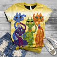 thumbnail image 2 of Mode Adulte Femmes Col Rond Manches Courtes Impression Numérique 3d Chat Haut Décontracté T-shirt, 2 of 5