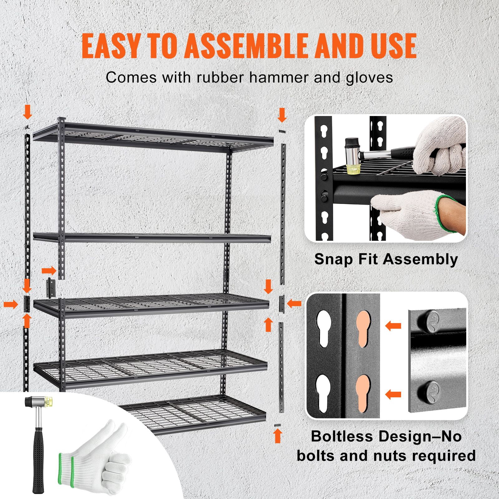 Storage Shelving Unit, 5-Tier Adjustable, 2000 lbs Capacity, Heavy Duty Garage Shelves Metal Organizer Wire Rack for Kitchen Pantry Basement Bathroom Laundry Closet, 60" L x 24" W x 78" H