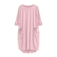 thumbnail image 4 of Blmnix Pink Fall Womens Dresses Plus Size Mid-Length Modest Long Sleeve Pocket Shirt Dress Dresses for Woman Beach, 4 of 4