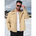 thumbnail image 5 of DARING DIVA Collared Button Front Fleece Lining Cargo Trucker Jacket XL Light Khaki, 5 of 7