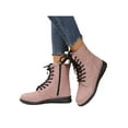 thumbnail image 1 of UKAP Women Combat Boot Side Zip Booties Lace Up Ankle Boots Work Shoes Waterproof Pink 7.5, 1 of 8