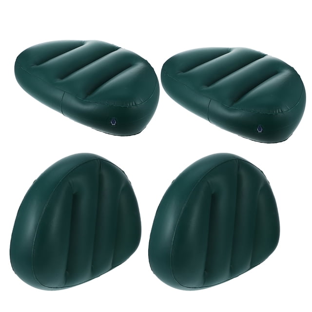 Greenadscape 4Pcs Foldable Inflatable Boat Seat Cushions Dark Green PVC with Easy Inflation Design