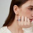 thumbnail image 3 of JQUEEN Moonstone Ring for Women 925 Sterling Silver Lotus Ring High Polished Silver Lotus Flower Ring Comfort Fit Wedding Band Size 6-9, 3 of 5