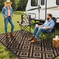 thumbnail image 2 of Masiis Outdoor Rugs 5'X8' Reversible Non-Slip Durable Polypropylene Mat for Patio Camping and RV Decor Waterproof Black & Brown, 2 of 7