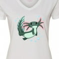 thumbnail image 4 of Inktastic Cute Axolotl Swimming with Bubbles Women's V-Neck T-Shirt, 4 of 5