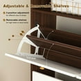 thumbnail image 4 of GVN Shoe Storage Cabinet, Shoe Organizer,Shoe Storage Cabinet with 4 Flip Drawers, Shoe Rack Organizer Cabinet with Wooden Handle, Brown, 4 of 12