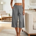 thumbnail image 4 of Tqcoqu Womens Casual Capris with Pockets,Lounge Yoga Pajama Cropped Pants,Wide Leg Elastic Waist Workout Sweat Pants Summer,Gray Women's S-XXXL, 4 of 9