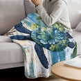 thumbnail image 3 of Sea Turtle Coastal Blanket Soft Cozy Warm Throw Blanket for Couch, Plush Fuzzy Flannel Fleece Blankets for Sofa, Nautical Beach Summer Retro Bed Blankets Lightweight Gifts for Women, 50"x60", 3 of 9