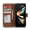 thumbnail image 3 of Decase for Samsung Galaxy Z Fold 5 7.6" 2023 Case, PU Leather Flip Fold Wallet Cover, Detachable Wrist Strap, Card Slots Cash Pocket, Shockproof Full Protective Shell, Brown, 3 of 9