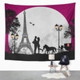 thumbnail image 2 of UFAEZU Carriage and Lovers at Night in Paris Romantic Wall Art Hanging Tapestry Home Decor for Living Room Bedroom Dorm 60x80 inch, 2 of 2